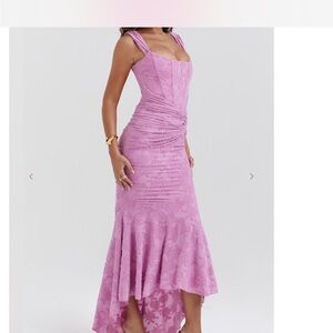House of CB Pink High Low Lace Dress